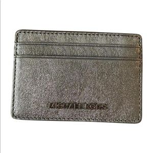 NWT Michael Kors Pewter/shiny silver Card Holder